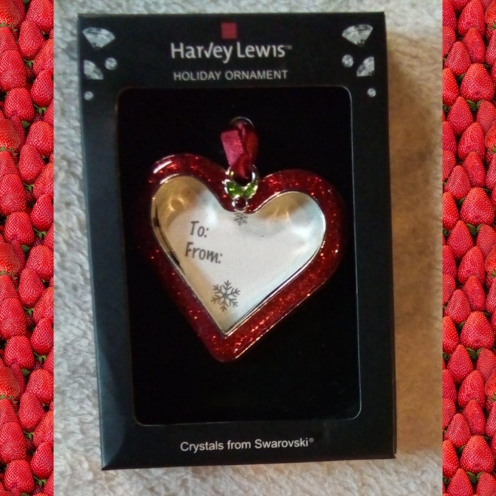 NEW HARVEY LEWIS HEART HOLIDAY PIC ORNAMENT
